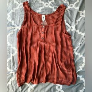 Rust Sleeveless Button-Front Top
